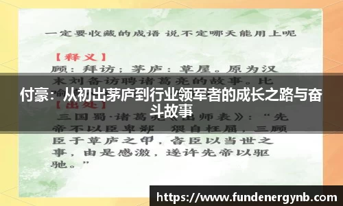 付豪：从初出茅庐到行业领军者的成长之路与奋斗故事